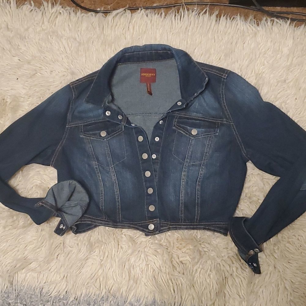 ‎HIGHWAY Jean jacket, cropped, handpainted, custom work